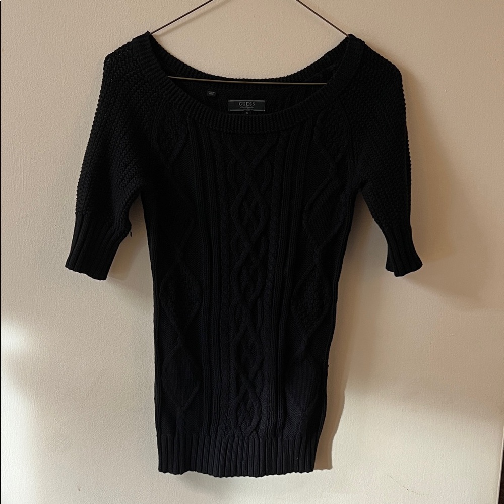 Guess Black Cable Knit Sweater